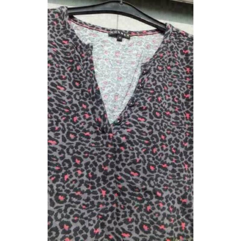 ROSNER grijs/cyclaam stretch tijger top mt M
