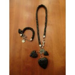 MUCHO GUSTO leren ketting met bij passende armband