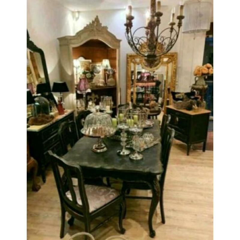 Schitterende Baroque Eettafel Tafel met 6 stoelen