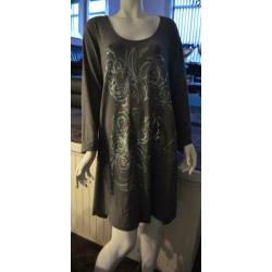 zgan grijze tuniek YOEK met lichtgr. pailletjes mt L (46/48)