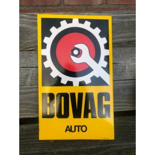 Mooi emaille BOVAG AUTO bord. LANGCAT.