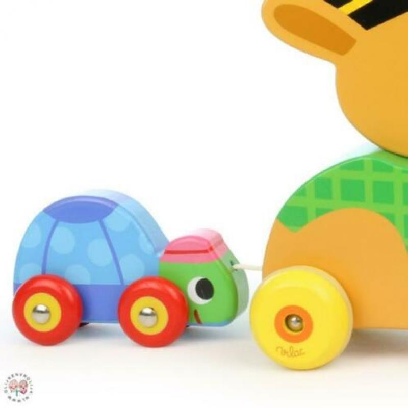 Houten trekfiguur Haas Schildpad + muziek VILAC ->NU SALE!