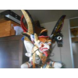 5296 Groot Polychrome houten beeld van Vishnu 76 cm
