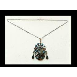 Zilveren Mexicaanse Collier Bijzonder Hanger Obsidiaan Steen