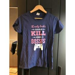 Game tshirt met tekst en controller - maat S