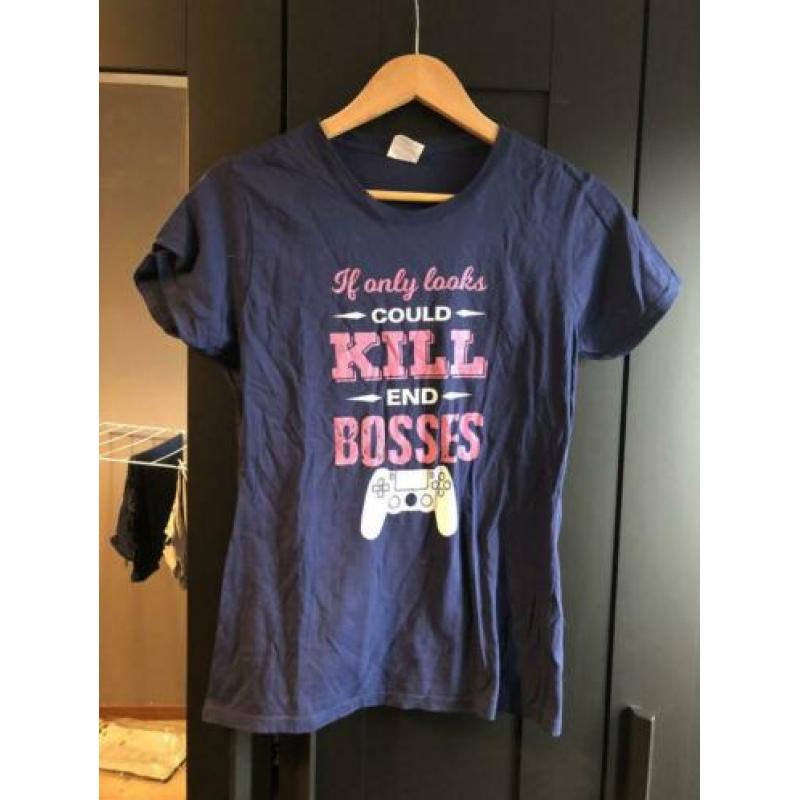 Game tshirt met tekst en controller - maat S