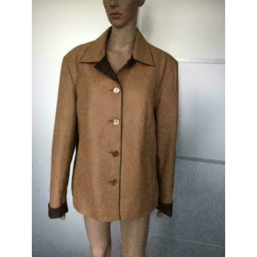 D547 Bruin echt lams-leren jasje tussen-jas blazer maat XL