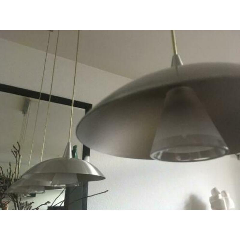 hanglamp eettafel 4 stuks op een rij alluminium
