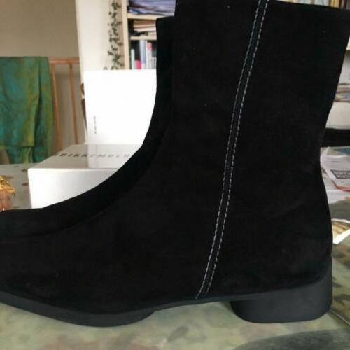 Zwarte velvet leren La Ross halfhoge laarzen maat 42 z.g.a.n