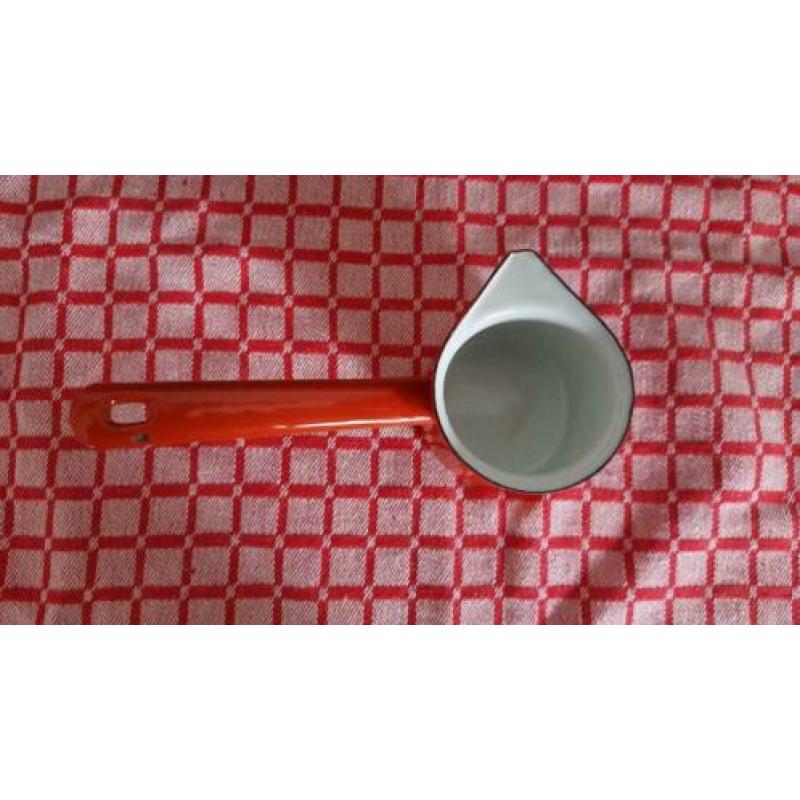 Emaille roomkannetje klein rood