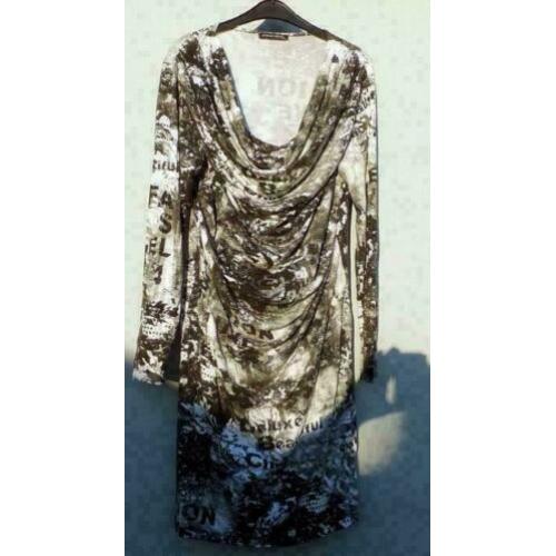 ANGELLA MILAN zwart/grijs/wit bewerkte waterval jurk mt M