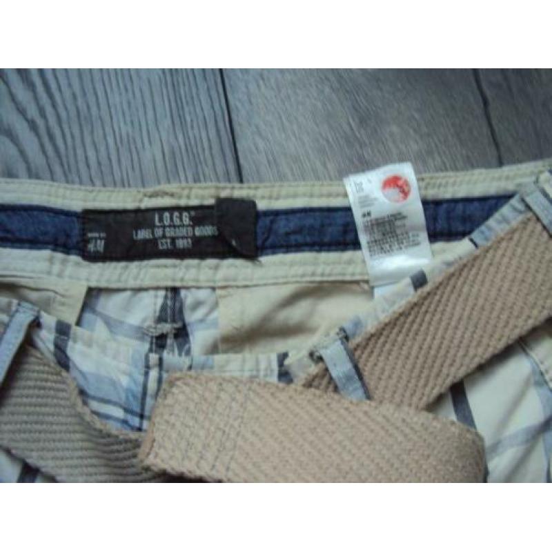 Z.g.a.n grijs geruite korte H&M Broek met riem maat M
