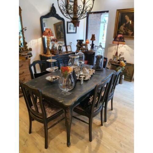 Schitterende Baroque Eettafel Tafel met 6 stoelen