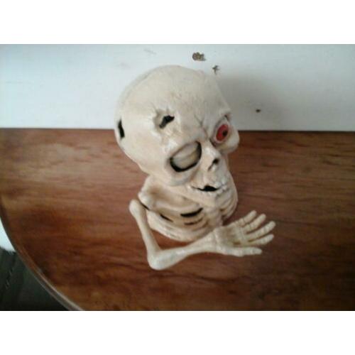 Skelet spaarpot gietijzer gesigneerd Beweegbare ogen