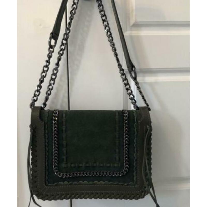Zgan khaki Zara chain leren tas