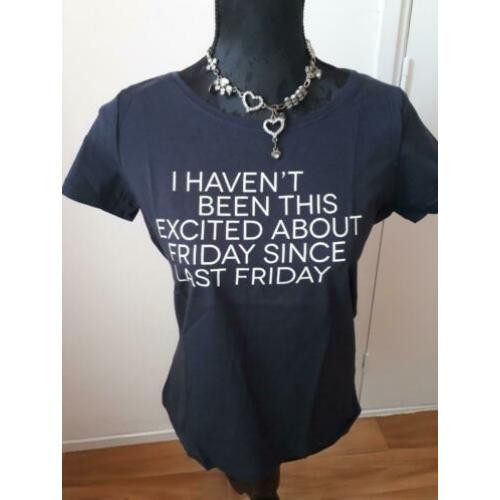 ONLY blauw friday tekst shirt tshirt top mt M 38 Nieuw