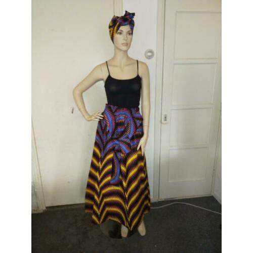 Afrikaanse Maxi print Ankara Rok met hoofddoek of sjaal