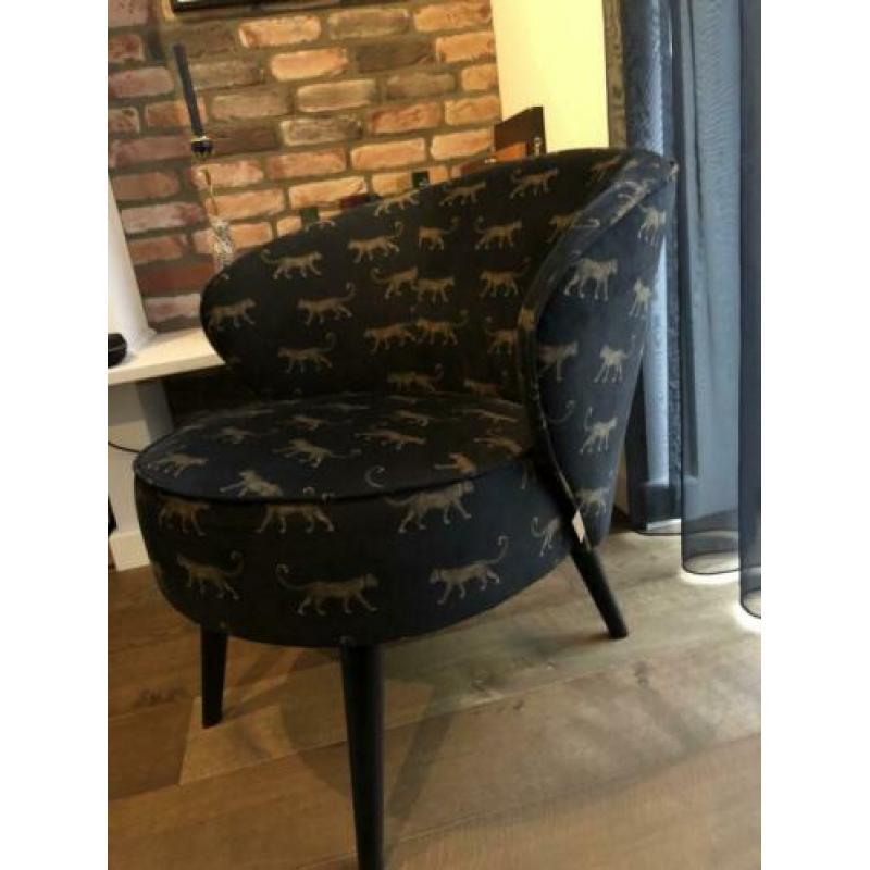 Stoere Fauteuil zwart/luipaard