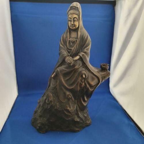 0274 Antiek Aziatisch bronzen beeld Kwan-ying rustend
