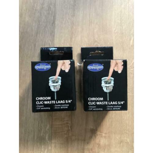 Clic-waste stoppen 2 stuks (laag 5/4”)
