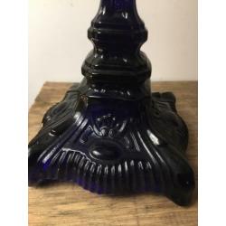 Mooie blauw glas kandelaar