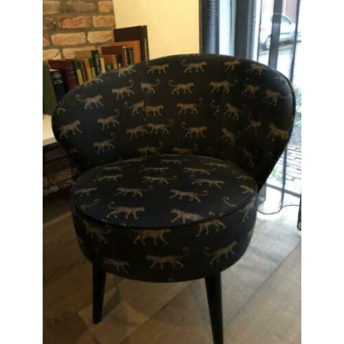 Stoere Fauteuil zwart/luipaard
