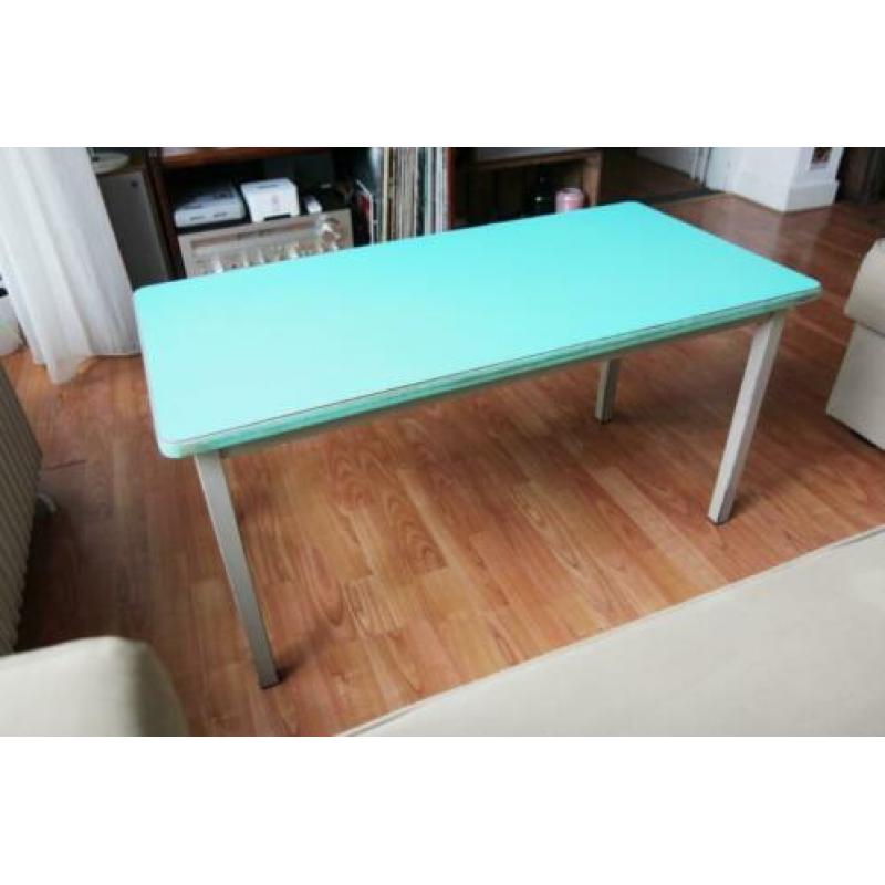 Vintage turquoise salontafel tafel lage tafeltje mint retro