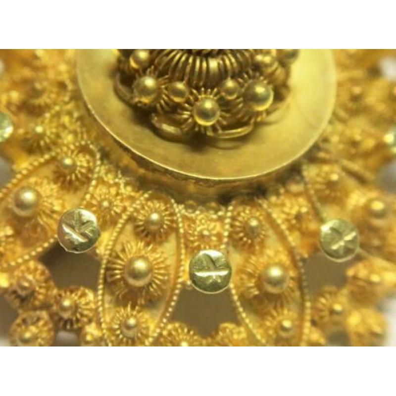 TN-0540118 Antiek Gouden Broche Zeeuwse Knopen - 31 mm