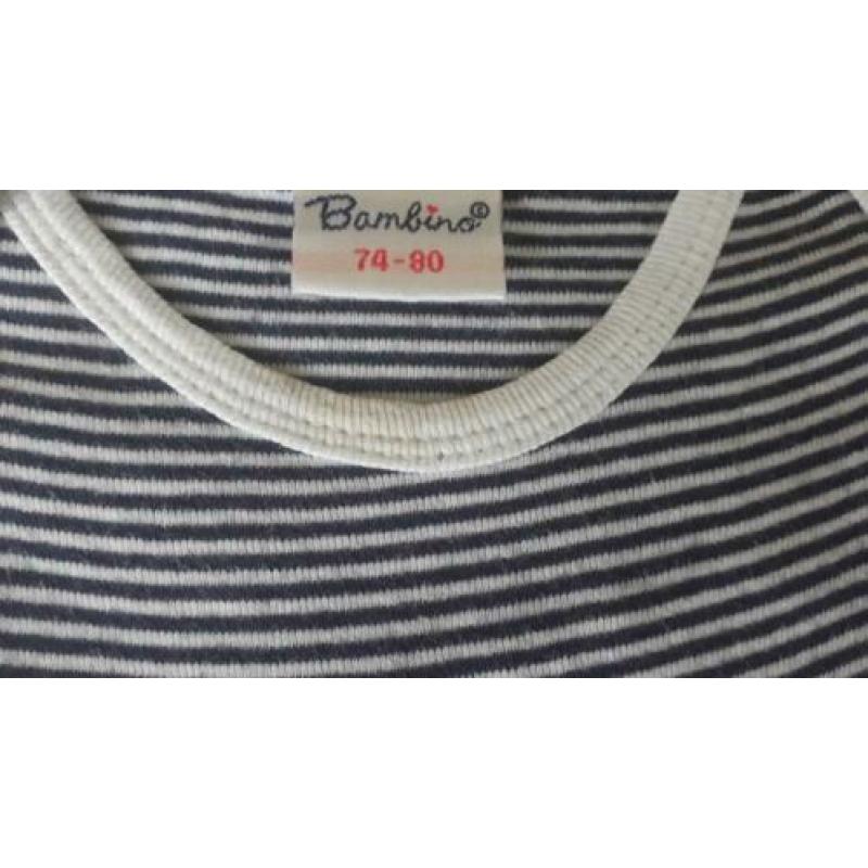 * 2 rompers sterren en strepen Bambino mouwloos, mt 74 *