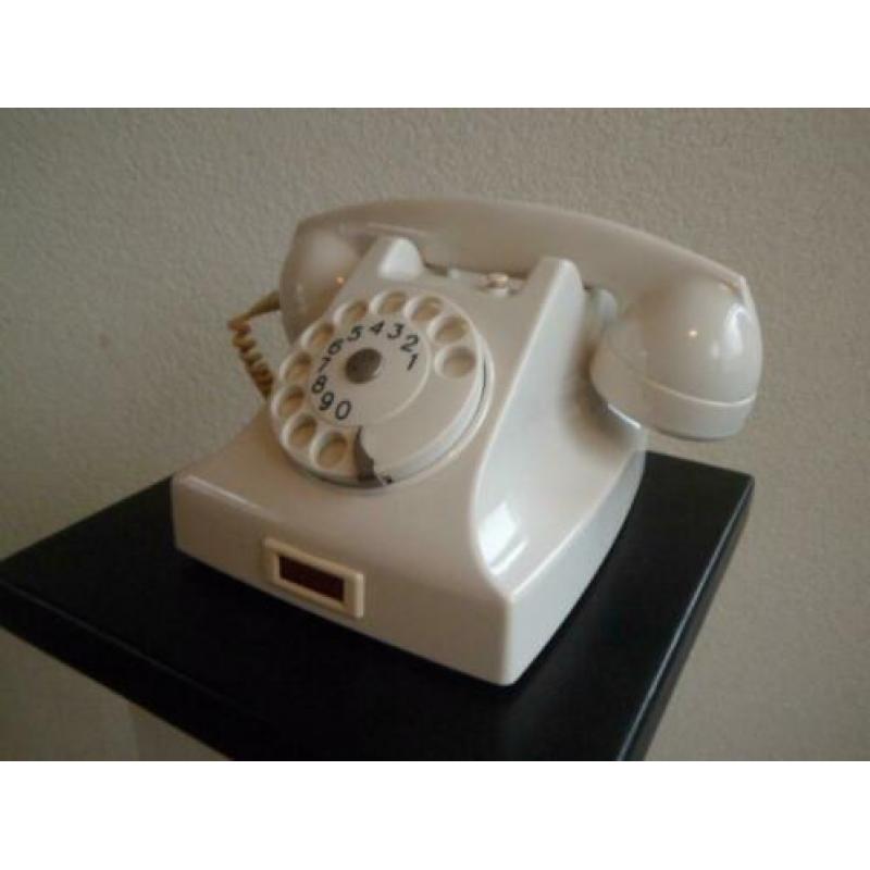 Vintage TELEFOON TELEFOONTOESTEL PTT IVOOR WIT BAKELIET