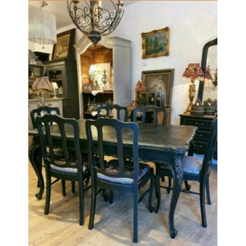Schitterende Baroque Eettafel Tafel met 6 stoelen