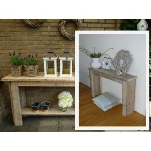 Sidetables massief hout voor binnen en buiten oppot tafels