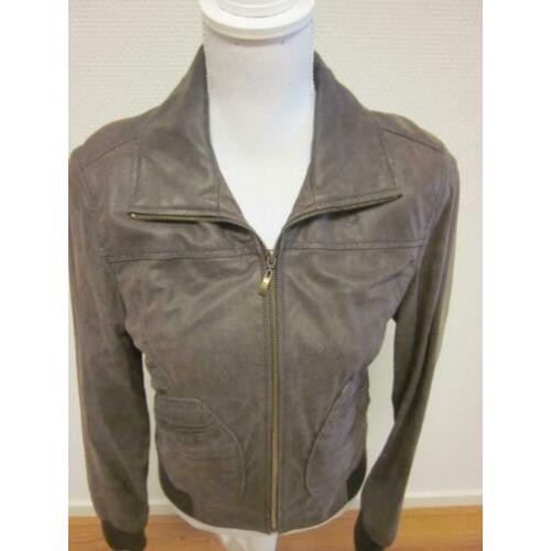 MERK? - prachtig leren jas, bruin, draagmaat M/L