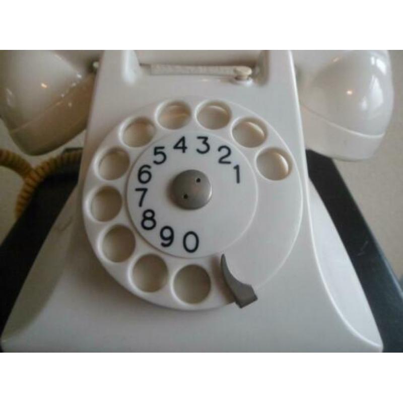 Vintage TELEFOON TELEFOONTOESTEL PTT IVOOR WIT BAKELIET