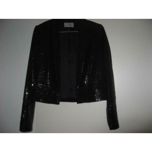 mooi feestelijk donkerblauw pailletten jasje, mt 34