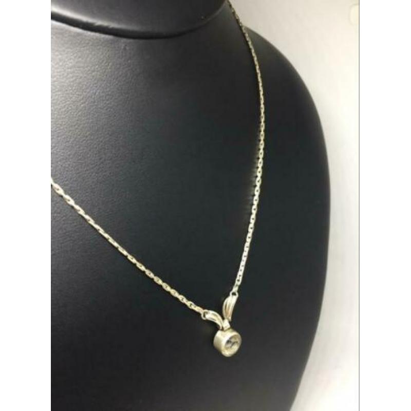 G510 Prachtige antieke zilveren ketting geïntegreerde hanger