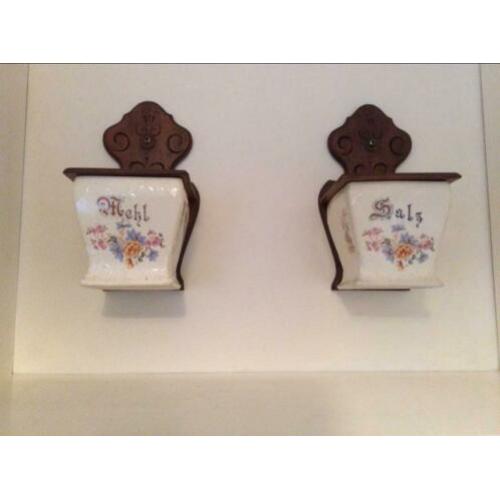 Brocante voorraadpotten van aardewerk