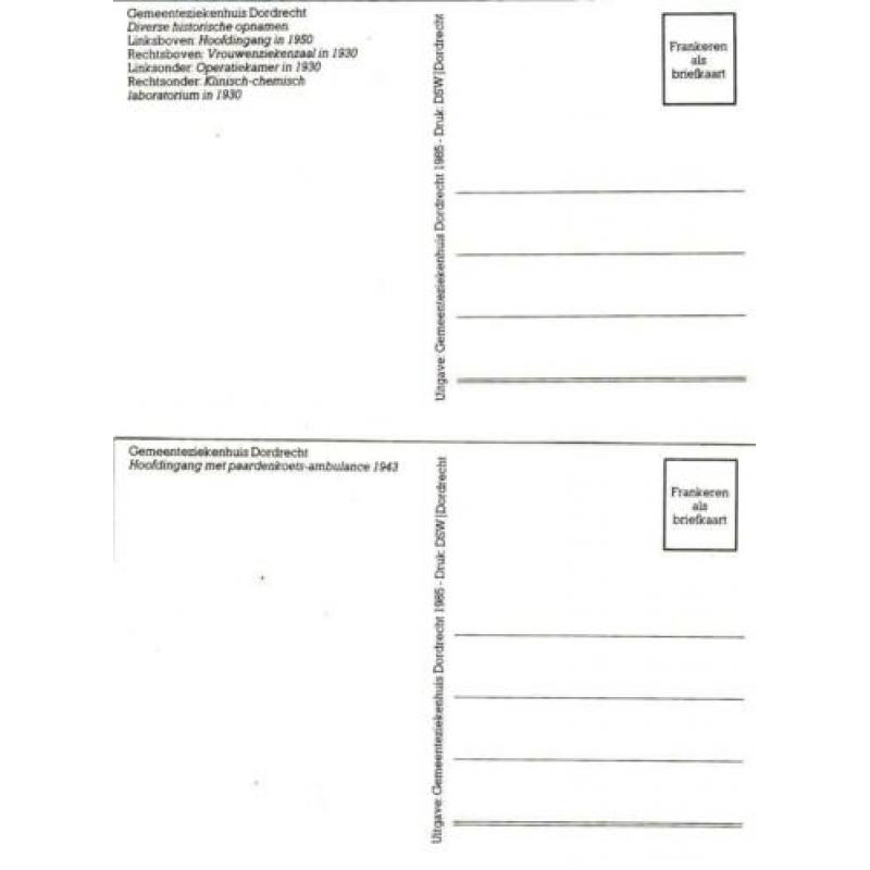 6 Kaarten Dordrecht Gemeenteziekenhuis (Repro)