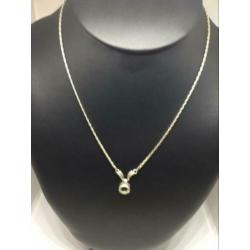 G510 Prachtige antieke zilveren ketting geïntegreerde hanger