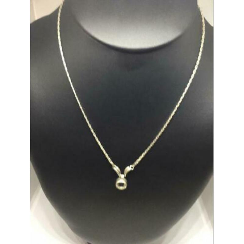 G510 Prachtige antieke zilveren ketting geïntegreerde hanger