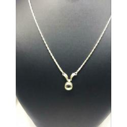 G510 Prachtige antieke zilveren ketting geïntegreerde hanger