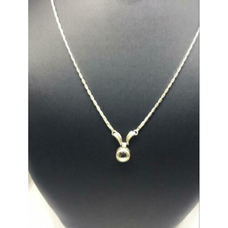 G510 Prachtige antieke zilveren ketting geïntegreerde hanger