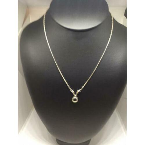 G510 Prachtige antieke zilveren ketting geïntegreerde hanger