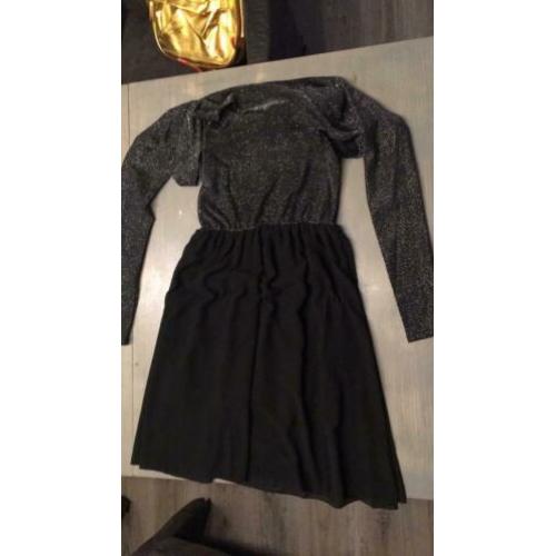 zwarte glitter jurk met bij behorend vest