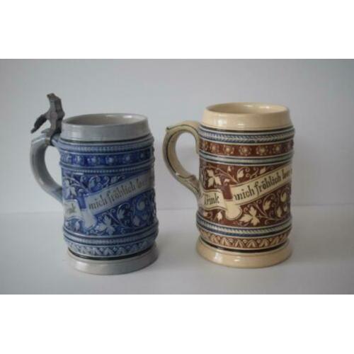 Twee antieke Duitse bierpullen