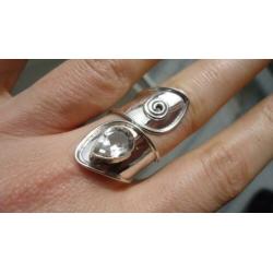 925 zilver ring witte topaas maat verstelbaar 17 18 - Vanoli