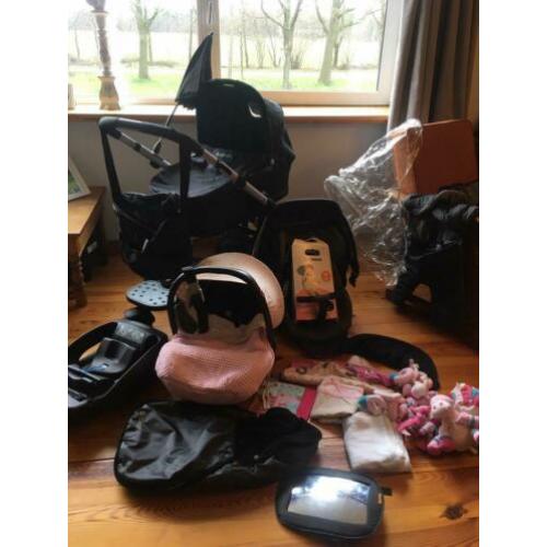 Maxi cosi mura 4 grijs / zwart met roze accessoires