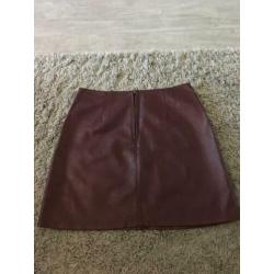 Zara imitatie leer rok rokje stoer bordeaux rood m 40 zgan