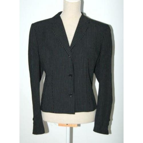 NIEUW Claudia Sträter gestreept jasje, blazer, zwart, Mt. 44