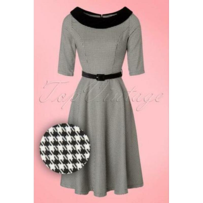 Hell Bunny Jackson Houndstooth pin up jurk maat S